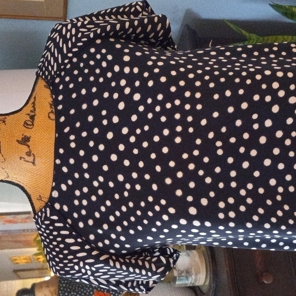 Loft Navy & White Abstract Polka Dot Blouse - Picture 1 of 8